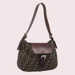 Fendi Brown Zucca Canvas Flap Shoulder Bag