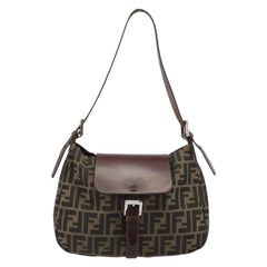 Fendi Brown Zucca Canvas Flap Shoulder Bag
