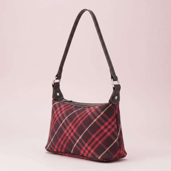 Burberry Nova Check Blue Label Canvas Red Shoulder Bag