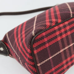 Burberry Nova Check Blue Label Canvas Red Shoulder Bag