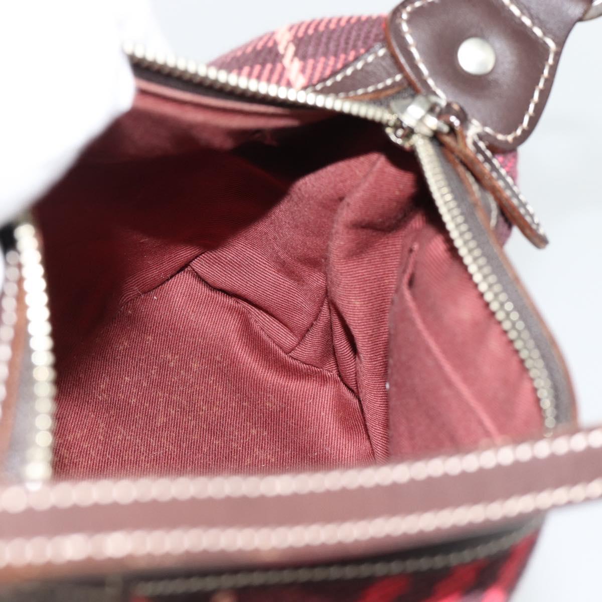 Burberry Nova Check Blue Label Canvas Red Shoulder Bag