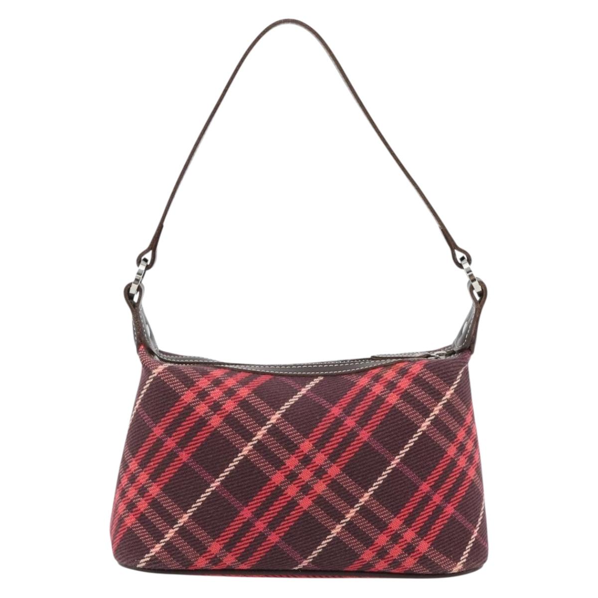 Burberry Nova Check Blue Label Canvas Red Shoulder Bag
