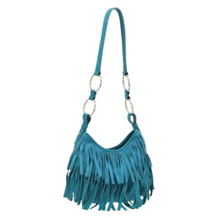 Yves Saint Laurent YSL Turquoise Suede Fringe Shoulder Bag