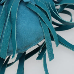 Yves Saint Laurent YSL Turquoise Suede Fringe Shoulder Bag