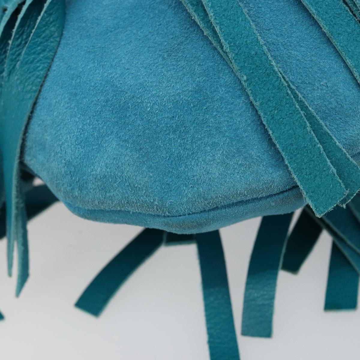 Yves Saint Laurent YSL Turquoise Suede Fringe Shoulder Bag