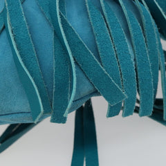 Yves Saint Laurent YSL Turquoise Suede Fringe Shoulder Bag