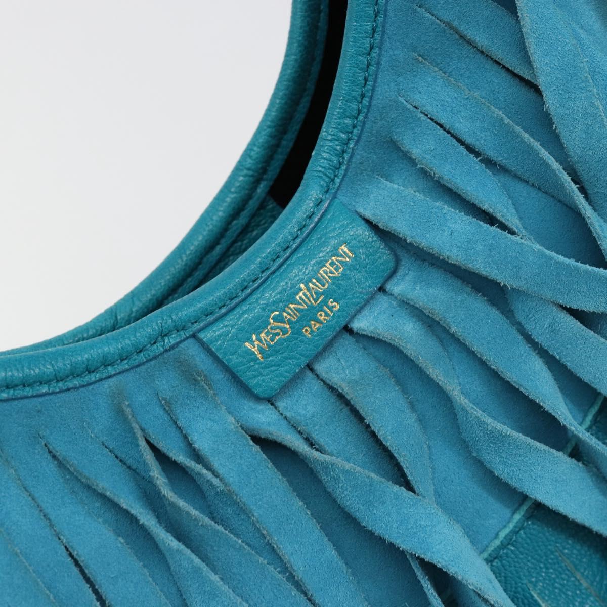 Yves Saint Laurent YSL Turquoise Suede Fringe Shoulder Bag