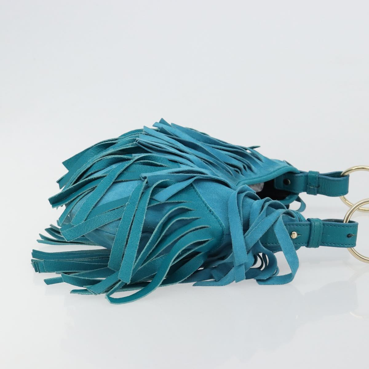 Yves Saint Laurent YSL Turquoise Suede Fringe Shoulder Bag