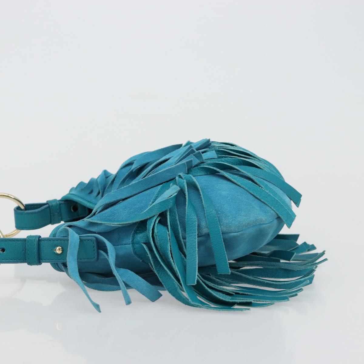 Yves Saint Laurent YSL Turquoise Suede Fringe Shoulder Bag