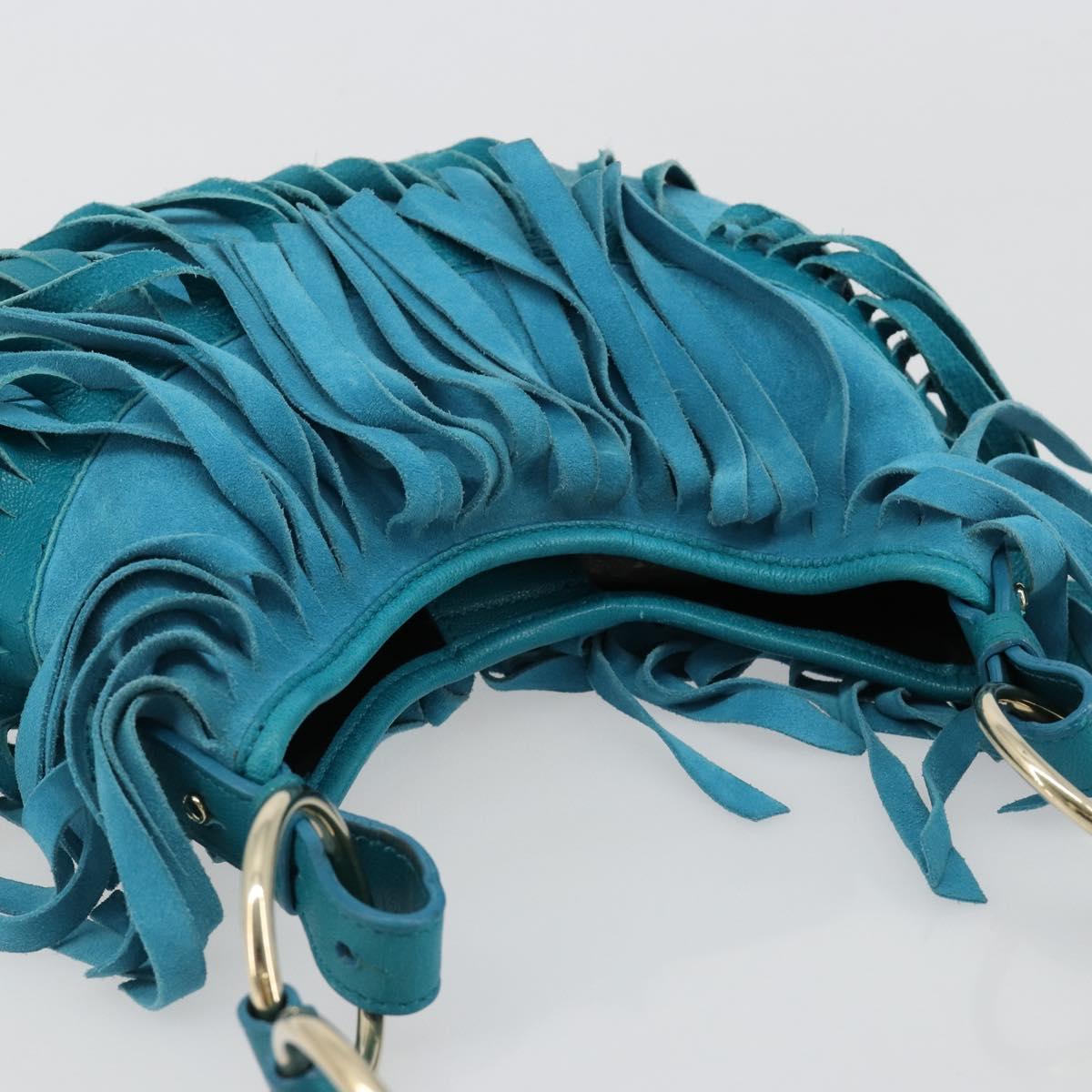 Yves Saint Laurent YSL Turquoise Suede Fringe Shoulder Bag