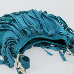 Yves Saint Laurent YSL Turquoise Suede Fringe Shoulder Bag