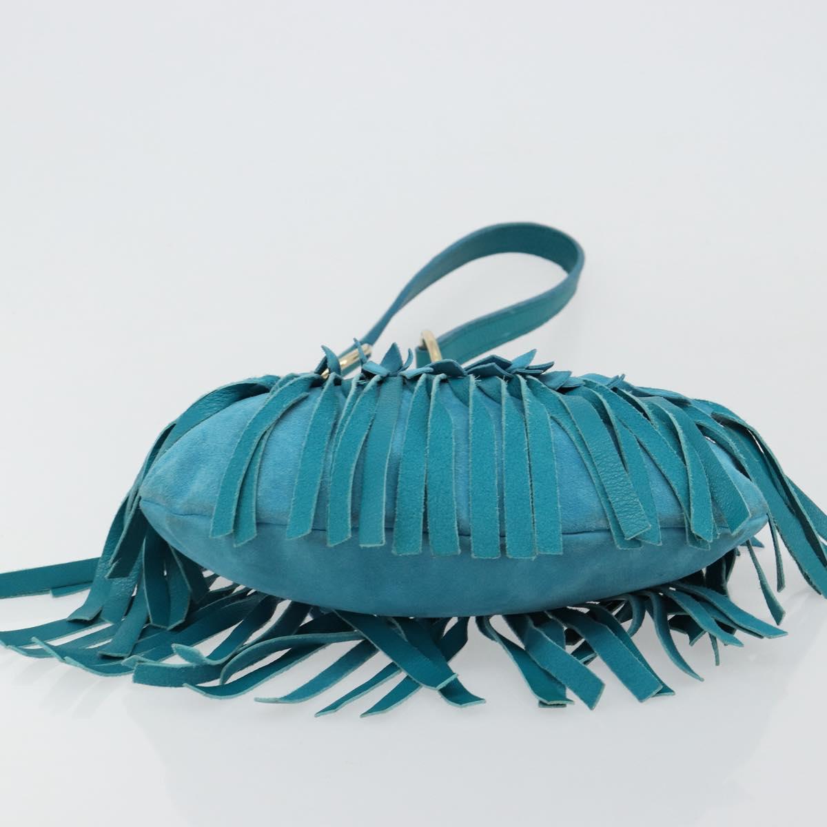 Yves Saint Laurent YSL Turquoise Suede Fringe Shoulder Bag