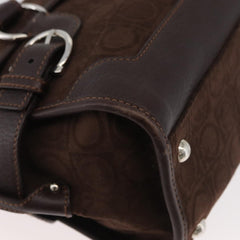 Salvatore Ferragamo Gancini Monogram Shoulder Bag Brown Suede