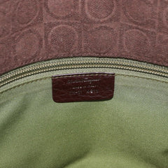 Salvatore Ferragamo Gancini Monogram Shoulder Bag Brown Suede