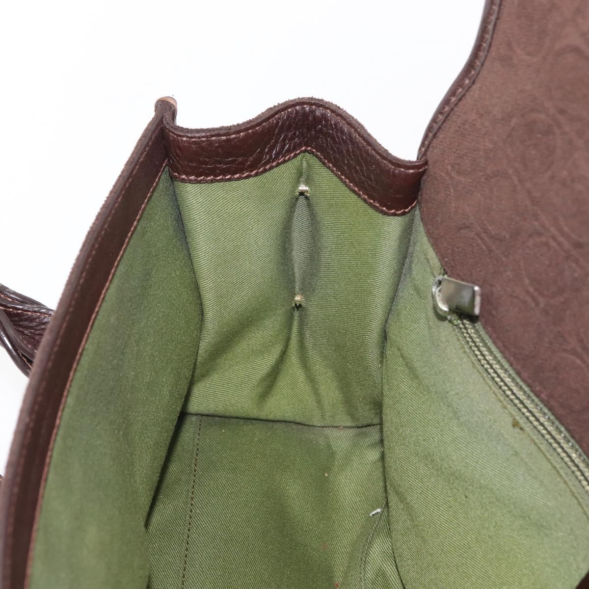 Salvatore Ferragamo Gancini Monogram Shoulder Bag Brown Suede