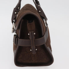 Salvatore Ferragamo Gancini Monogram Shoulder Bag Brown Suede