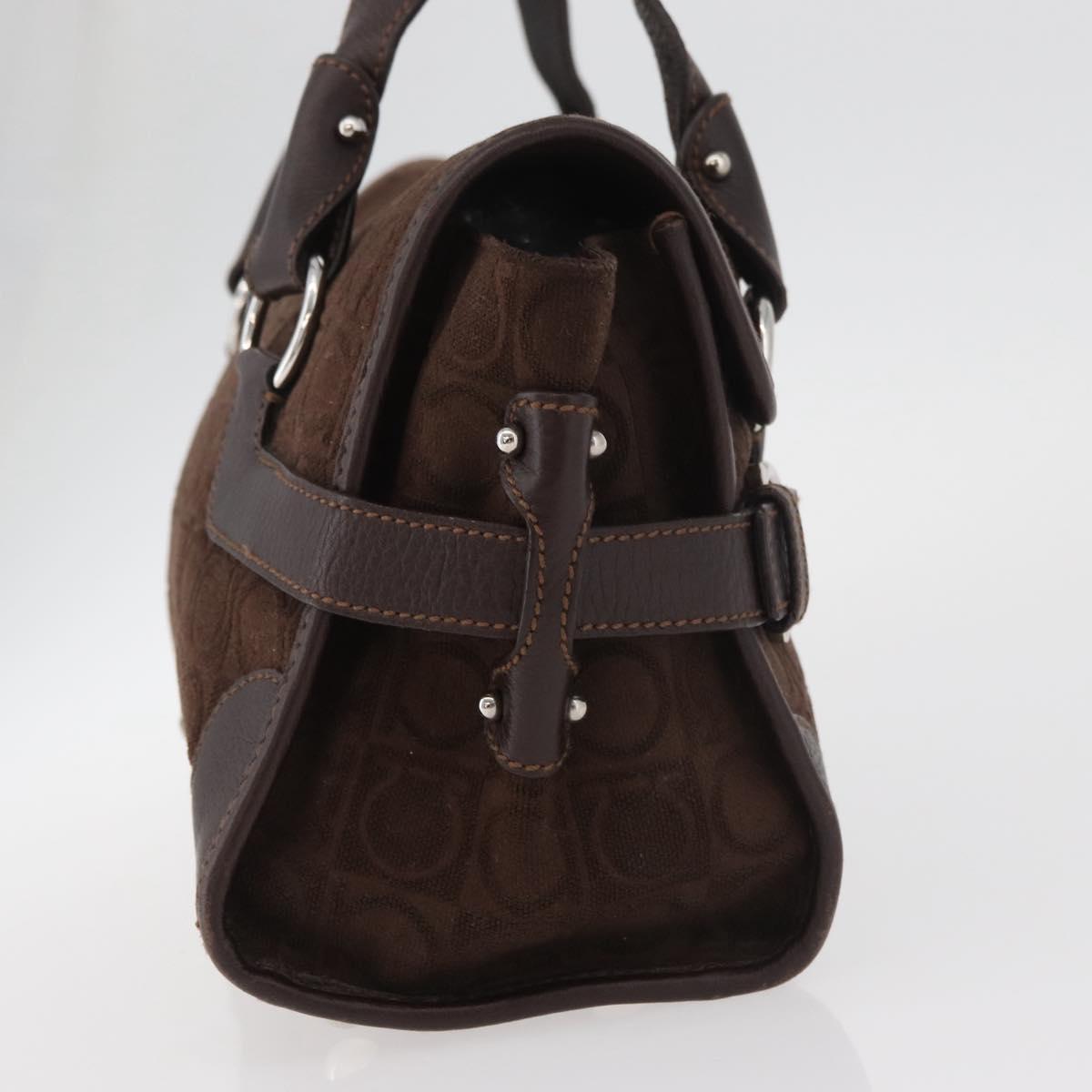 Salvatore Ferragamo Gancini Monogram Shoulder Bag Brown Suede