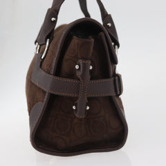 Salvatore Ferragamo Gancini Monogram Shoulder Bag Brown Suede