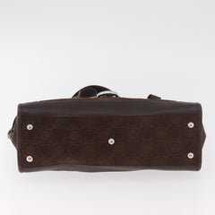 Salvatore Ferragamo Gancini Monogram Shoulder Bag Brown Suede