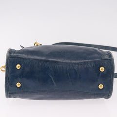 Miu Miu Vitello Lux Bauletto Bag Navy