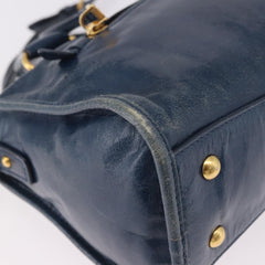 Miu Miu Vitello Lux Bauletto Bag Navy