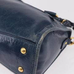 Miu Miu Vitello Lux Bauletto Bag Navy