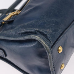 Miu Miu Vitello Lux Bauletto Bag Navy