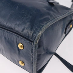 Miu Miu Vitello Lux Bauletto Bag Navy