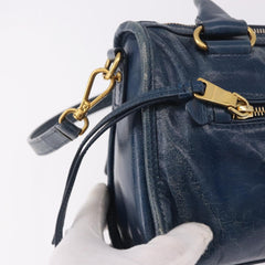 Miu Miu Vitello Lux Bauletto Bag Navy