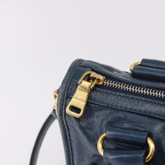 Miu Miu Vitello Lux Bauletto Bag Navy