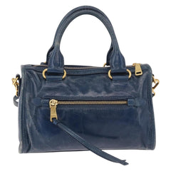 Miu Miu Vitello Lux Bauletto Bag Navy