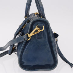 Miu Miu Vitello Lux Bauletto Bag Navy