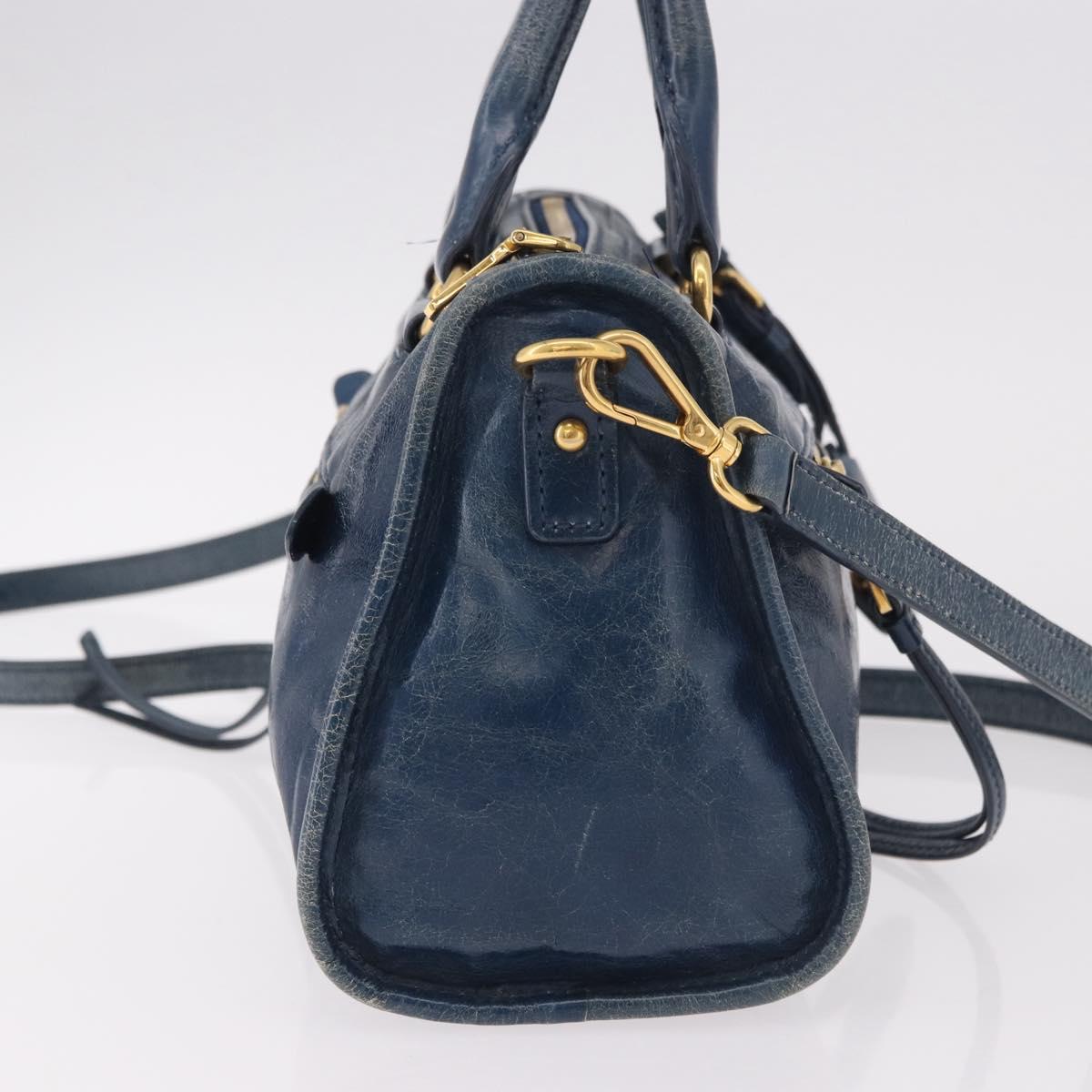 Miu Miu Vitello Lux Bauletto Bag Navy