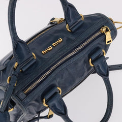 Miu Miu Vitello Lux Bauletto Bag Navy