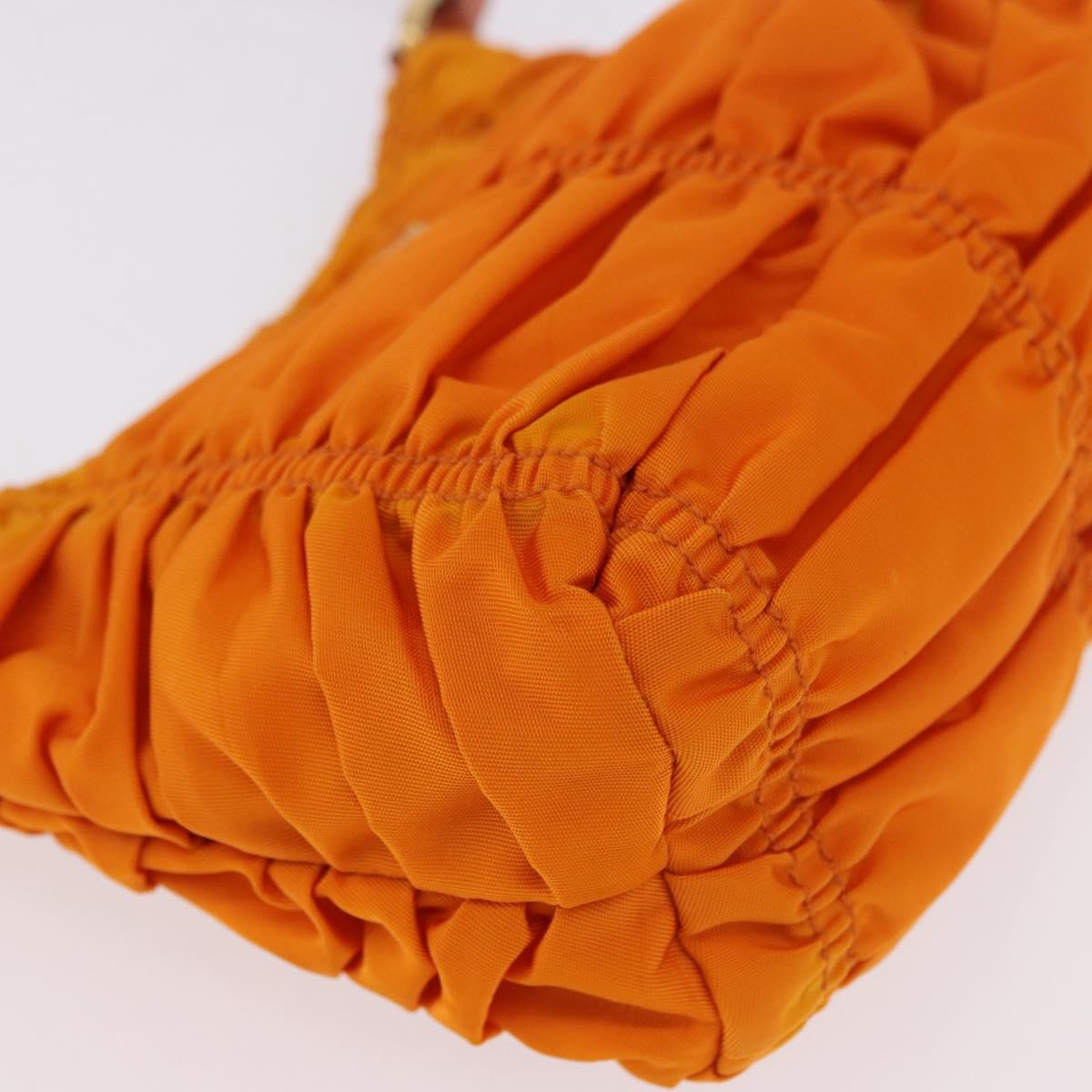 Prada Gathered Shoulder Bag Nylon Orange