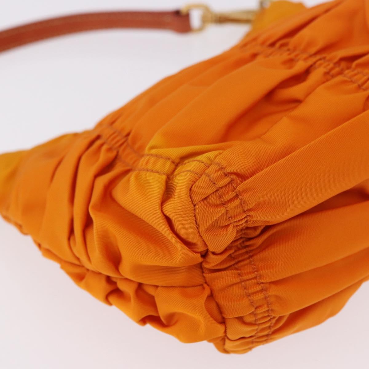 Prada Gathered Shoulder Bag Nylon Orange