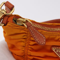 Prada Gathered Shoulder Bag Nylon Orange