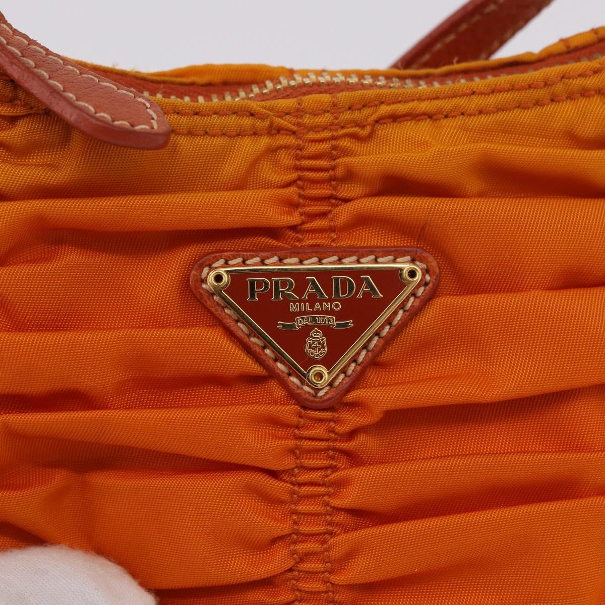 Prada Gathered Shoulder Bag Nylon Orange