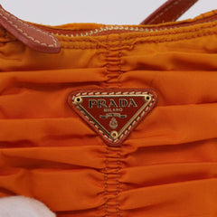 Prada Gathered Shoulder Bag Nylon Orange
