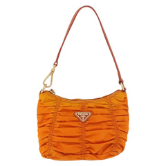 Prada Gathered Shoulder Bag Nylon Orange