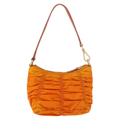 Prada Gathered Shoulder Bag Nylon Orange