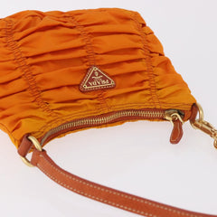 Prada Gathered Shoulder Bag Nylon Orange