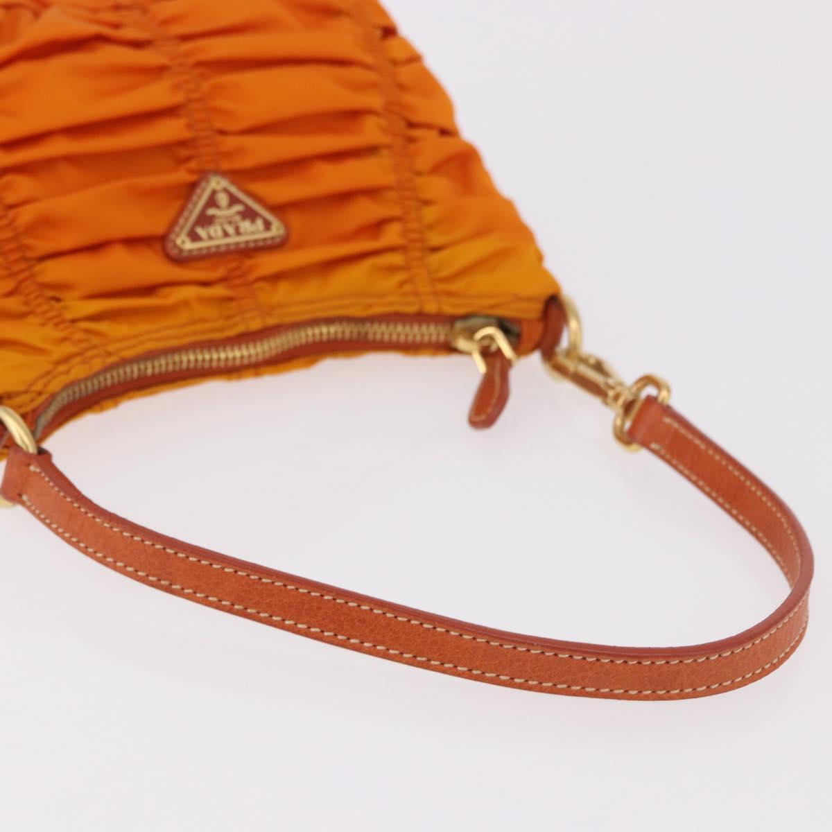 Prada Gathered Shoulder Bag Nylon Orange