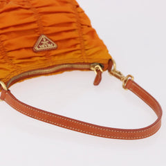 Prada Gathered Shoulder Bag Nylon Orange