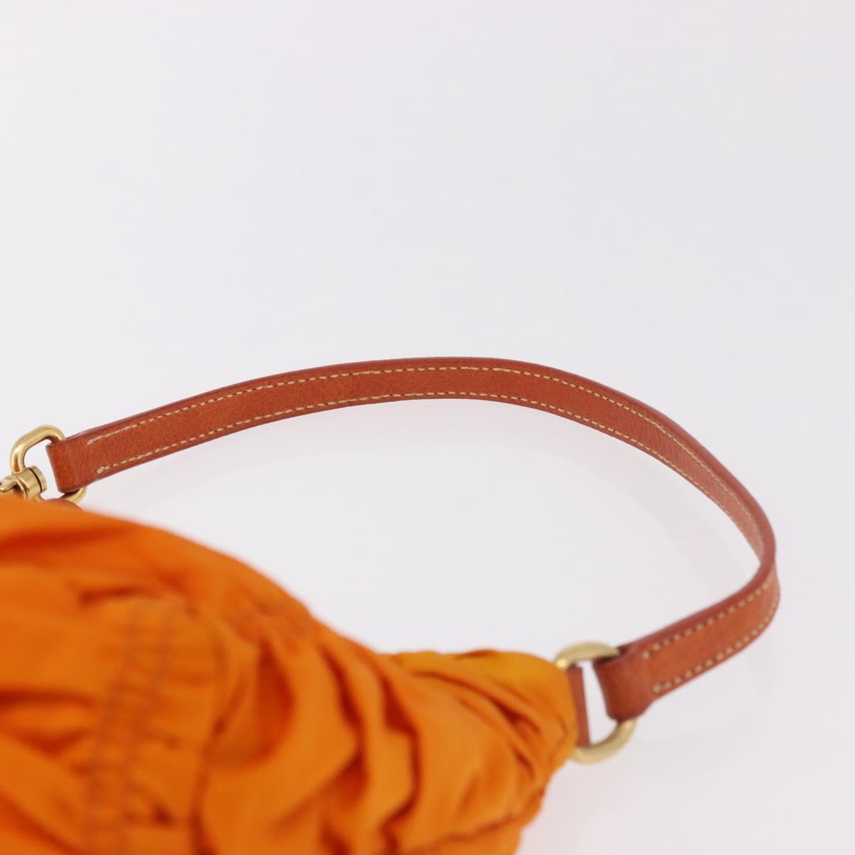 Prada Gathered Shoulder Bag Nylon Orange