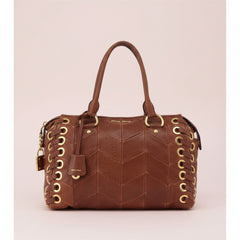 Miu Miu Brown Matelasse Leather Grommet Tote