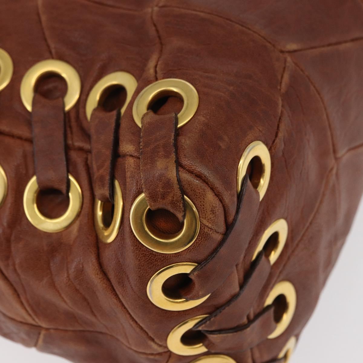 Miu Miu Brown Matelasse Leather Grommet Tote