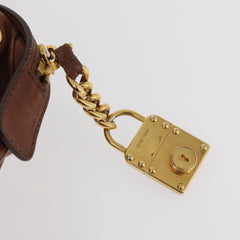 Miu Miu Brown Matelasse Leather Grommet Tote