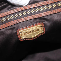 Miu Miu Brown Matelasse Leather Grommet Tote
