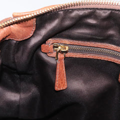 Miu Miu Brown Matelasse Leather Grommet Tote